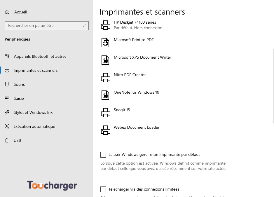 Imprimantes par défaut